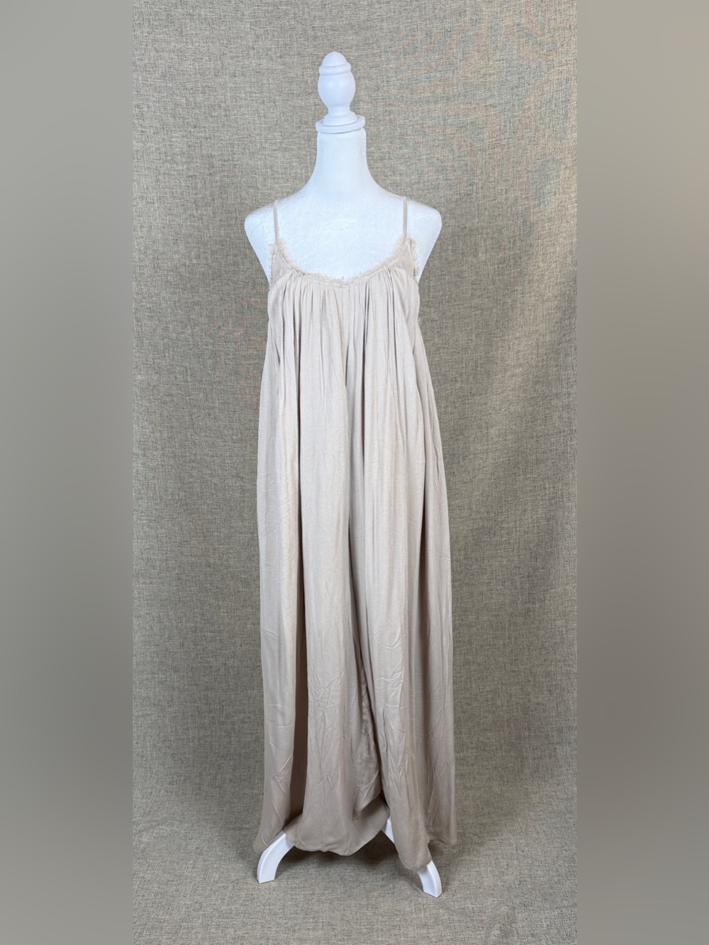 Wishlist Beige Flowing Spaghetti-Strap Jumpsuit
